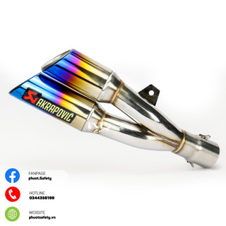 Pô Akrapovic 2 nòng nhập khẩu kèm cổ pô màng lọc tổ ong cho các dòng xe côn tay