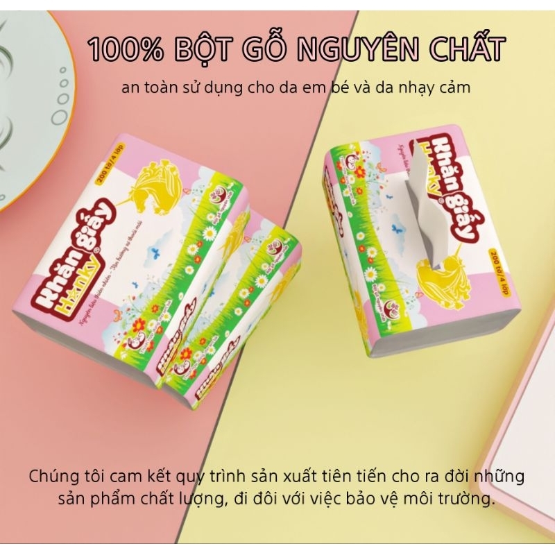 Thùng 30 Gói Giấy Ăn Ngựa Vàng Hanky 4 Lớp Siêu Dai Cao Cấp