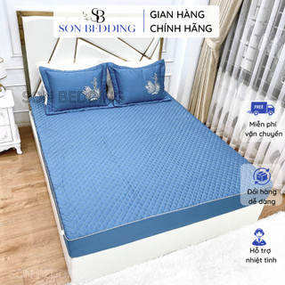 Bộ ga gối phi lụa trần bông set 3 món, ga trải giường bo chun bọc đệm, mềm mịn thoáng mát