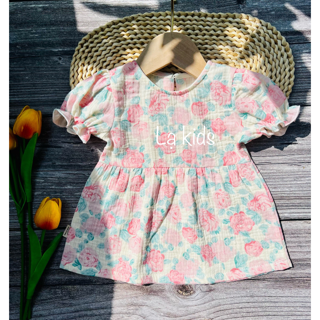 Váy xô muslin dáng Babydoll siêu xinh cho bé gái,