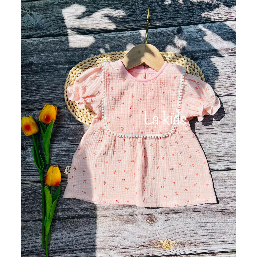 Váy xô muslin dáng Babydoll siêu xinh cho bé gái,