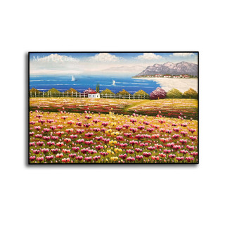 Tranh sơn dầu phong cảnh Châu Âu - Cánh đồng hoa TuLip