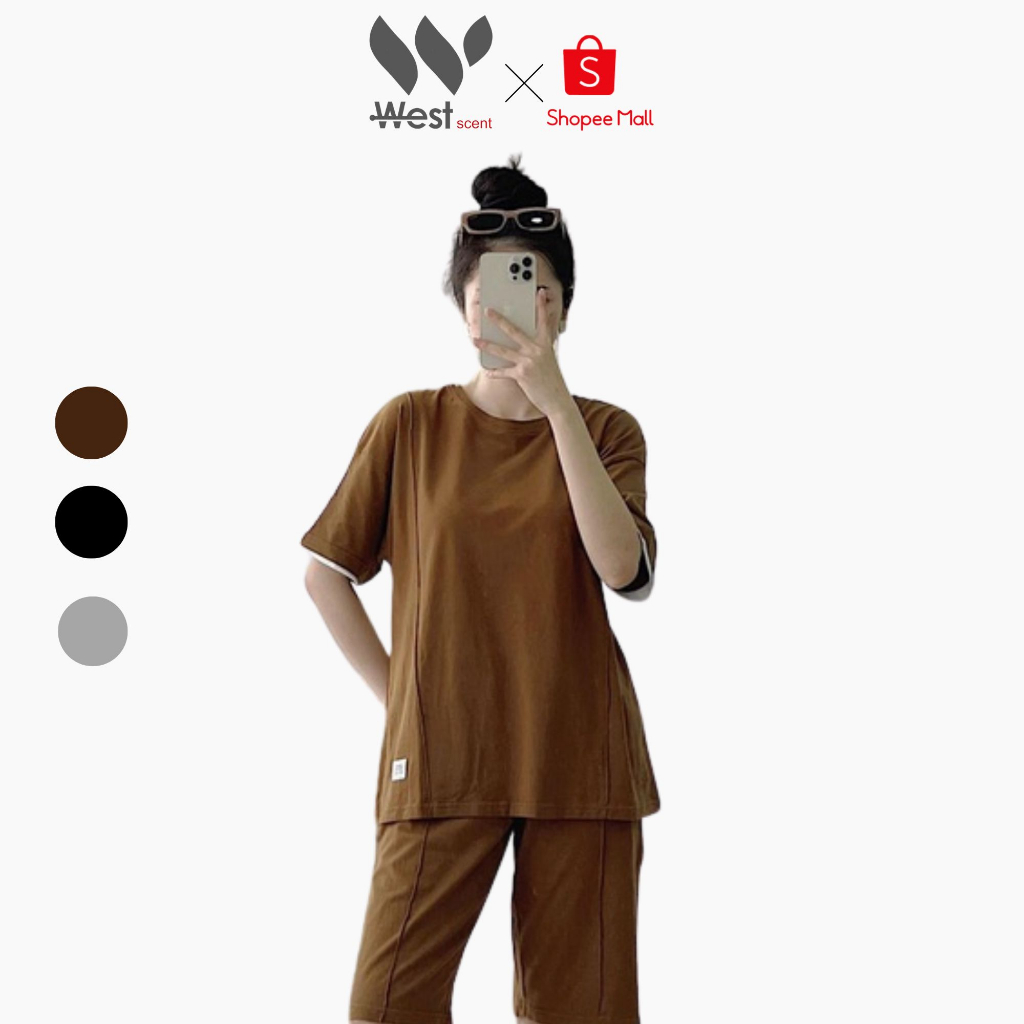 Bộ đồ ngủ nữ WEST SCENT cotton quần ngố có gân đủ màu