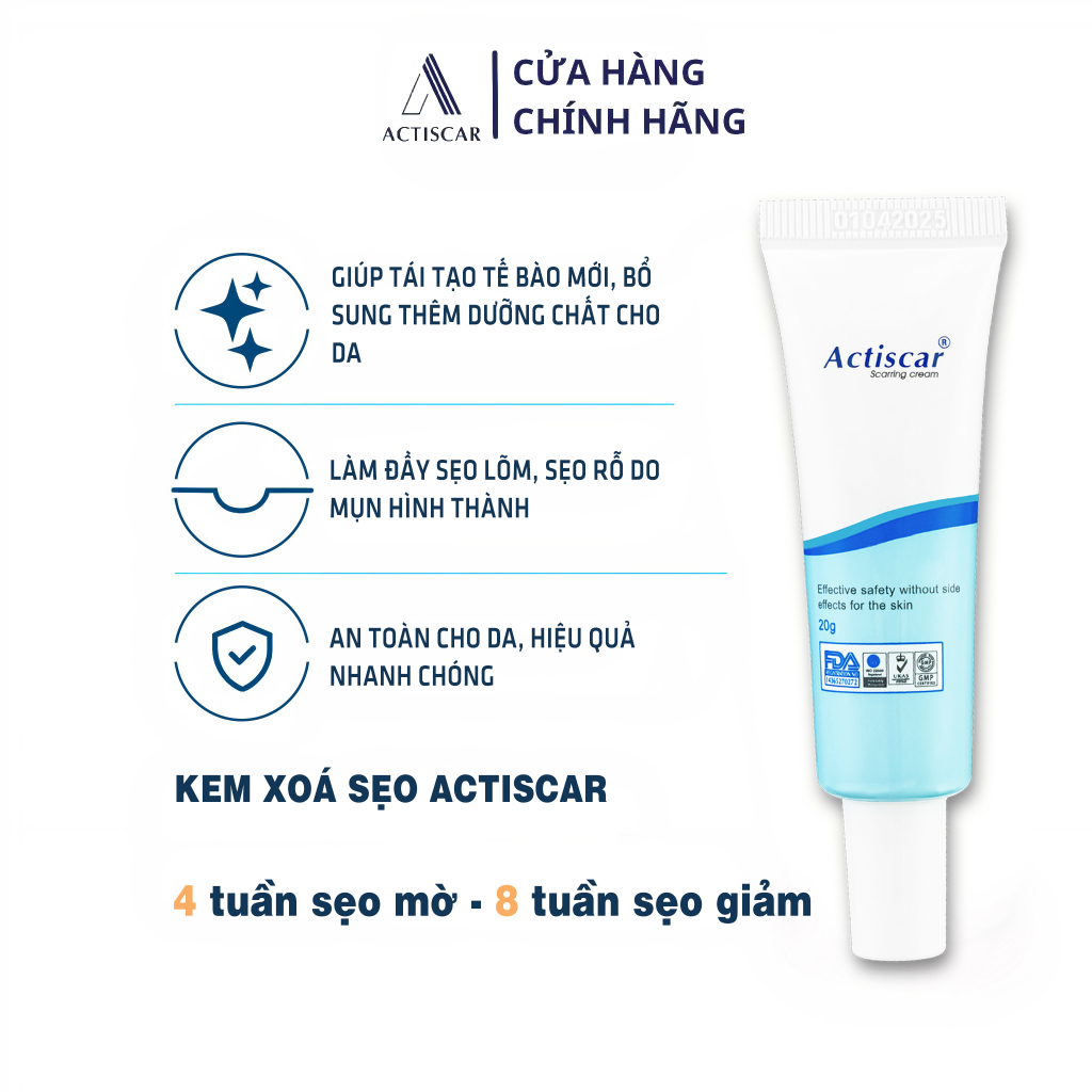 Kem Xoá Mờ Sẹo Actiscar 20g Hỗ Trợ Xóa Mờ Sẹo Lồi, Lõm, Bỏng Bô, Thủy Đậu | BigBuy360 - bigbuy360.vn