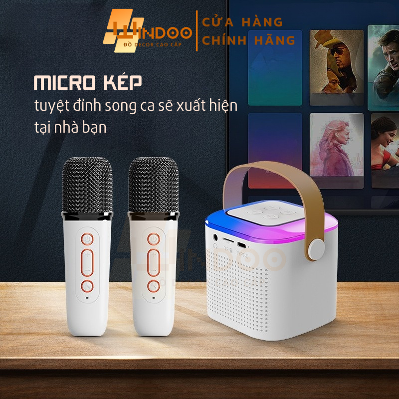 Loa bluetooth karaoke âm thanh chất lượng cao bass mạnh pin khoẻ tặng kèm mic hát