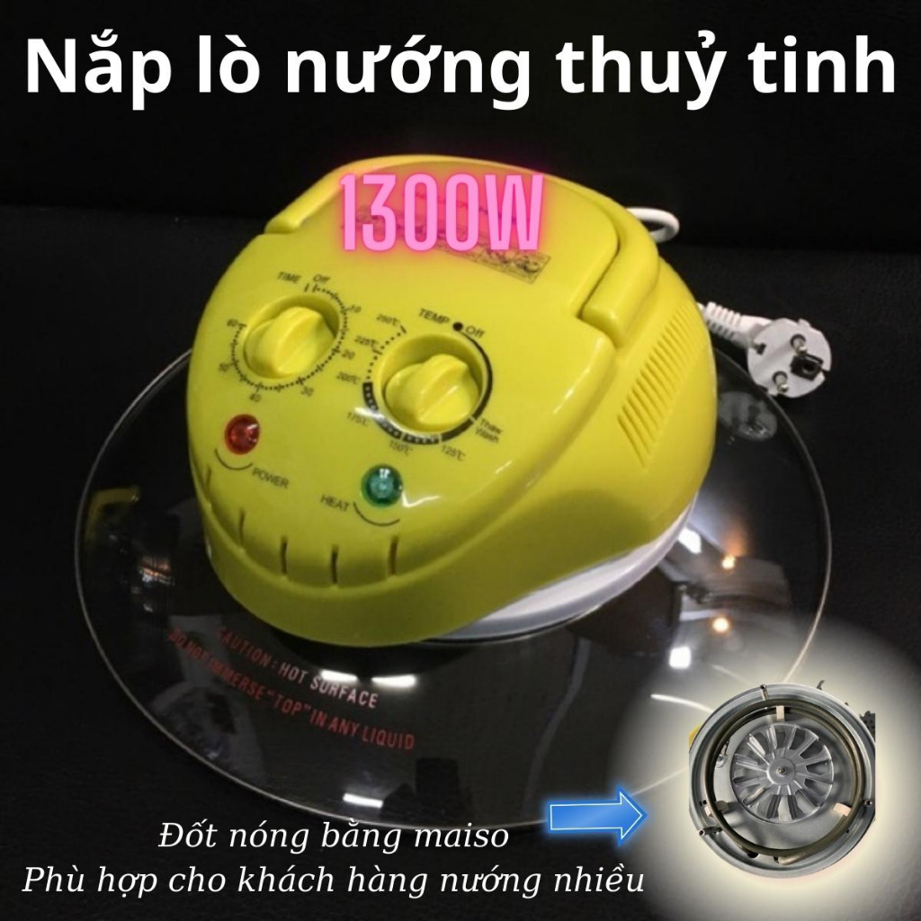 Đầu lò nướng thủy tinh công suất 1300w bóng halogen, hàng nhập khẫu bảo hành 12 tháng Alate store