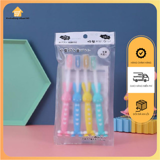 SET 04 Bàn chải đánh răng trẻ em xuất Nhật - Bàn chải trẻ em hình thú ngộ nghĩnh, mềm mại (Hàng cao cấp)