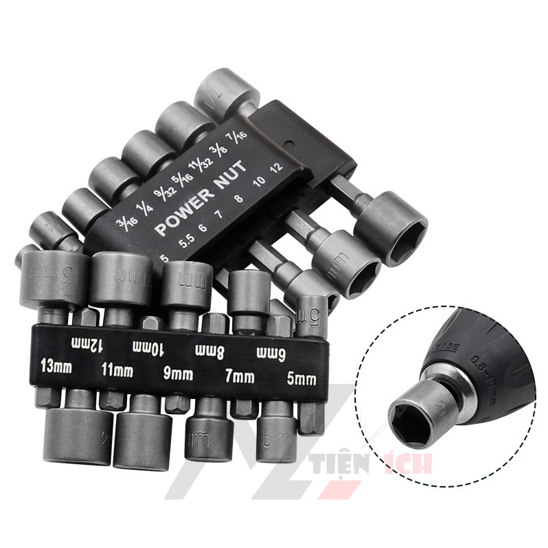 Bộ 9 Khẩu, 14 Khẩu Tuýp Vặn Ốc Lục Giác Gắn Máy Khoan 9 Đầu Vít Bắn Tôn