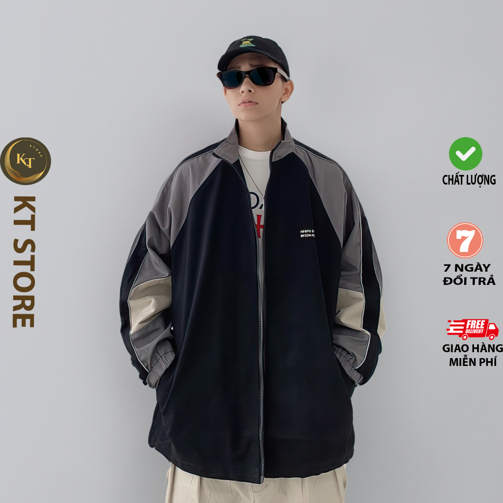 Áo khoác dù bomber nam nữ unisex form rộng vải 2 lớp chất xịn, dày dặn, y ảnh phong cách hàn quốc (black)