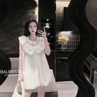 Váy thô cổ phối đá gấu rúm chuẩn Baube QCL1 LuciK Shop DV0012