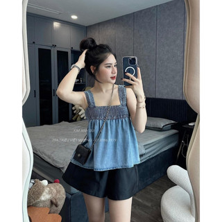Áo 2 dây bò denim jean chun bản to QCL1 LuciK Shop AS0028