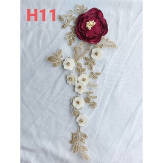 Miếng hoa thêu 3D đính hạt siêu đẹp kết áo dài