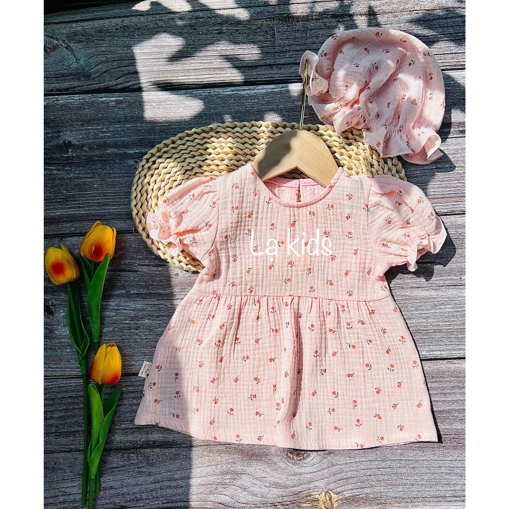 Váy xô muslin dáng Babydoll siêu xinh cho bé gái,