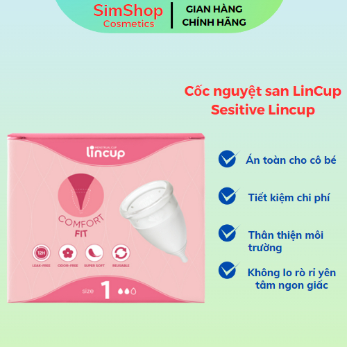 Cốc nguyệt san, cốc nguyệt san Lincup silicon y tế chính hãng nhập khẩu 100% từ Mỹ size 25ml,34ml,40ml Simshop102