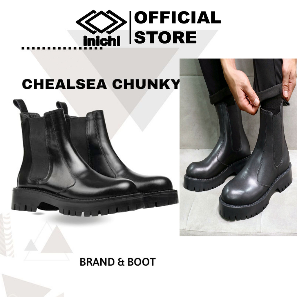 Giày da chelsea boots MĐ G1113 đế chunky tăng chiều cao