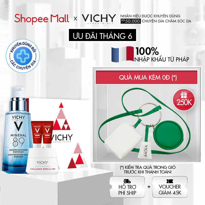 [HOLIDAY BOX VICHY] Bộ sản phẩm phục hồi, ngừa đốm nâu, thâm nám và bảo vệ da Vichy Mineral 89 serum