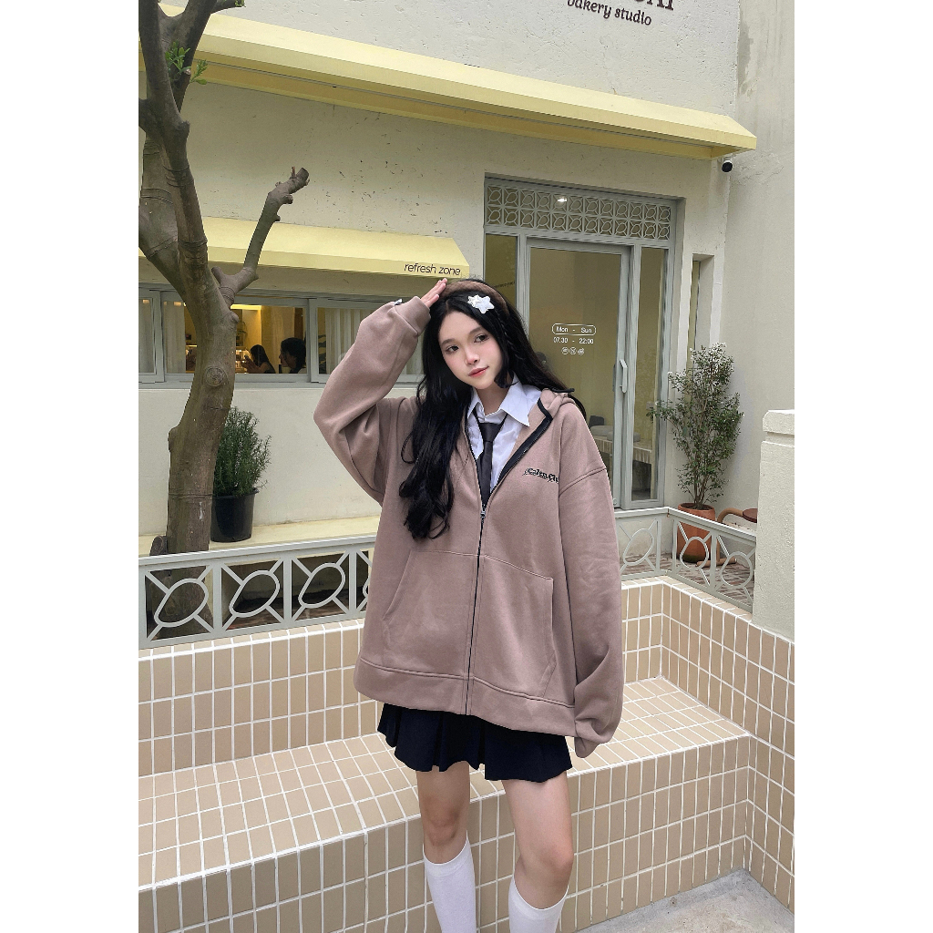 Áo Khoác Nỉ Mỏng Sale 199k- Áo Hoodie Zip chữ Calem.Club form rộng unisex rộng rãi