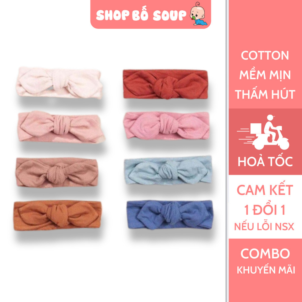 Turban bé gái Cookie màu xinh xắn, chất cotton tăm mềm mịn.