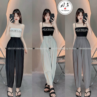 Quần bom đường may gân xếp ly ống