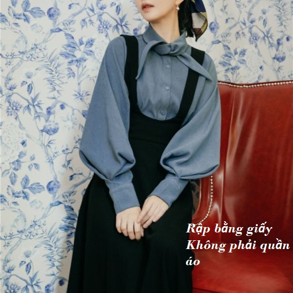 Rập giấy A3 cắt sẵn mã M0012(4) - rập giấy mẫu áo sơ mi cổ thắt nơ (bản vẽ)