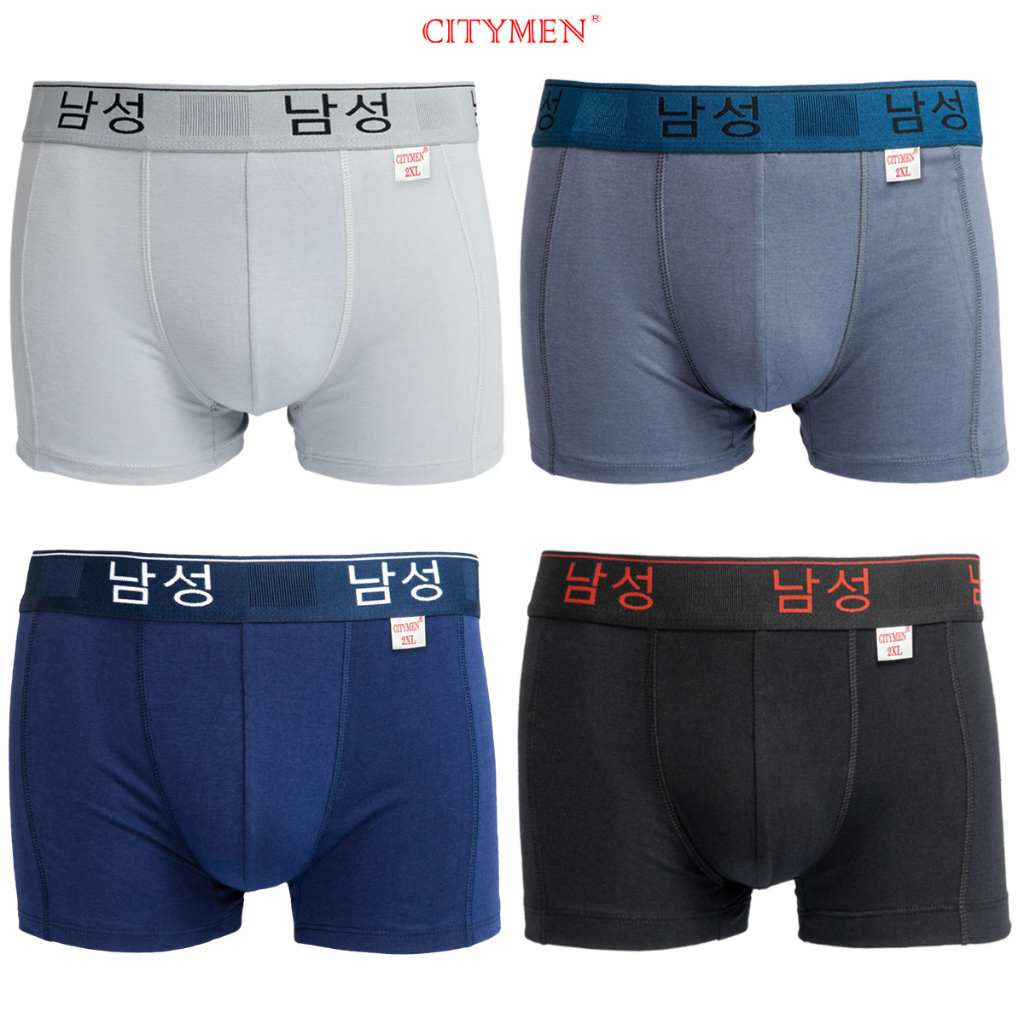 Hộp 4 Quần Sịp Nam Boxer Lưng Hàn Quốc Vải Cotton Co Dãn 4 Chiều Hiệu CITYMEN Cao Cấp, Đồ Lót - CTSP-HANBC