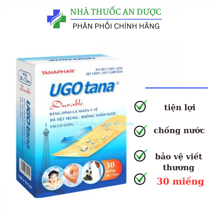 Băng dính cá nhân y tế chống thấm nước UGO TANA – Hộp 30 miếng to