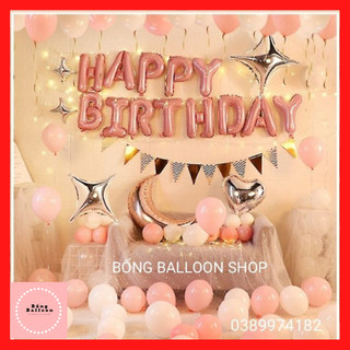 Trang trí sinh nhật người lớn 🍓TẶNG BÓNG SỐ TUỔI🍓 Set bóng trang trí sinh nhật cho bé gái, người lớn màu hồng HB01