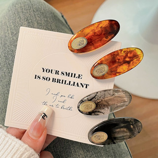 ⚡kẹp tóc mỏ vịt màu hổ phách phong cách retro hàn quốc cho nữ