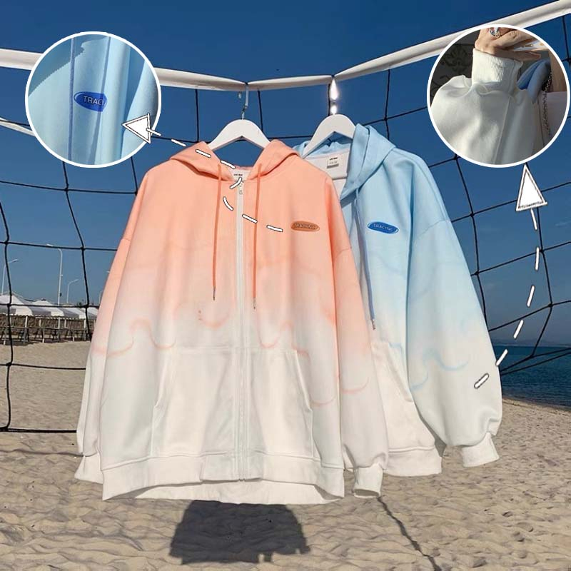 Áo Khoác nam Hoodie Zip Bóng Chày Jacket Thu Đông Nam Nữ Form Rộng Unisex Gradient Phong Cách Đường Phố Hàn Quốc Cá Tính