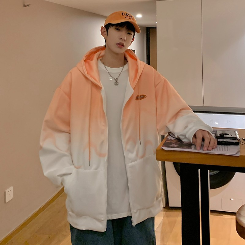 Áo Khoác nam Hoodie Zip Bóng Chày Jacket Thu Đông Nam Nữ Form Rộng Unisex Gradient Phong Cách Đường Phố Hàn Quốc Cá Tính