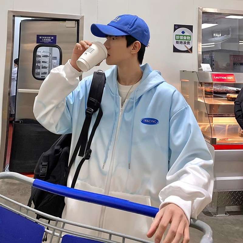 Áo Khoác nam Hoodie Zip Bóng Chày Jacket Thu Đông Nam Nữ Form Rộng Unisex Gradient Phong Cách Đường Phố Hàn Quốc Cá Tính