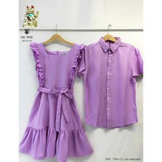 Set Sơ Mi Váy Đôi Fig Tree Màu Tím Cà Tươi Trẻ