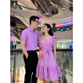 Set Sơ Mi Váy Đôi Fig Tree Màu Tím Cà Tươi Trẻ