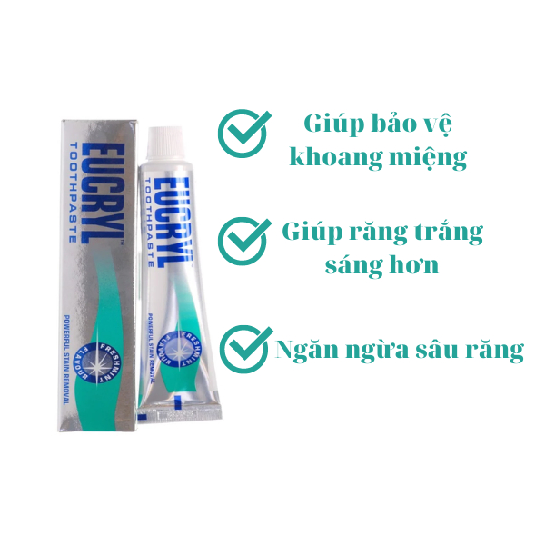Kem Đánh Răng Trắng Răng Eucryl Toothpaste 62g Glam Beautique