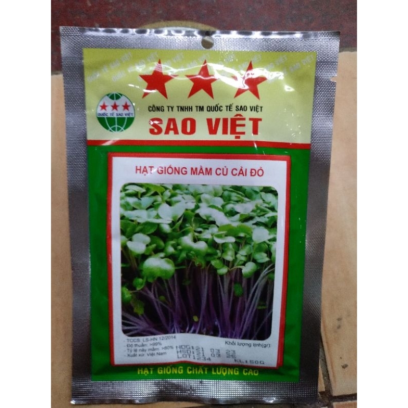 HẠT RAU MẦM CỦ CẢI ĐỎ GÓI 50GR