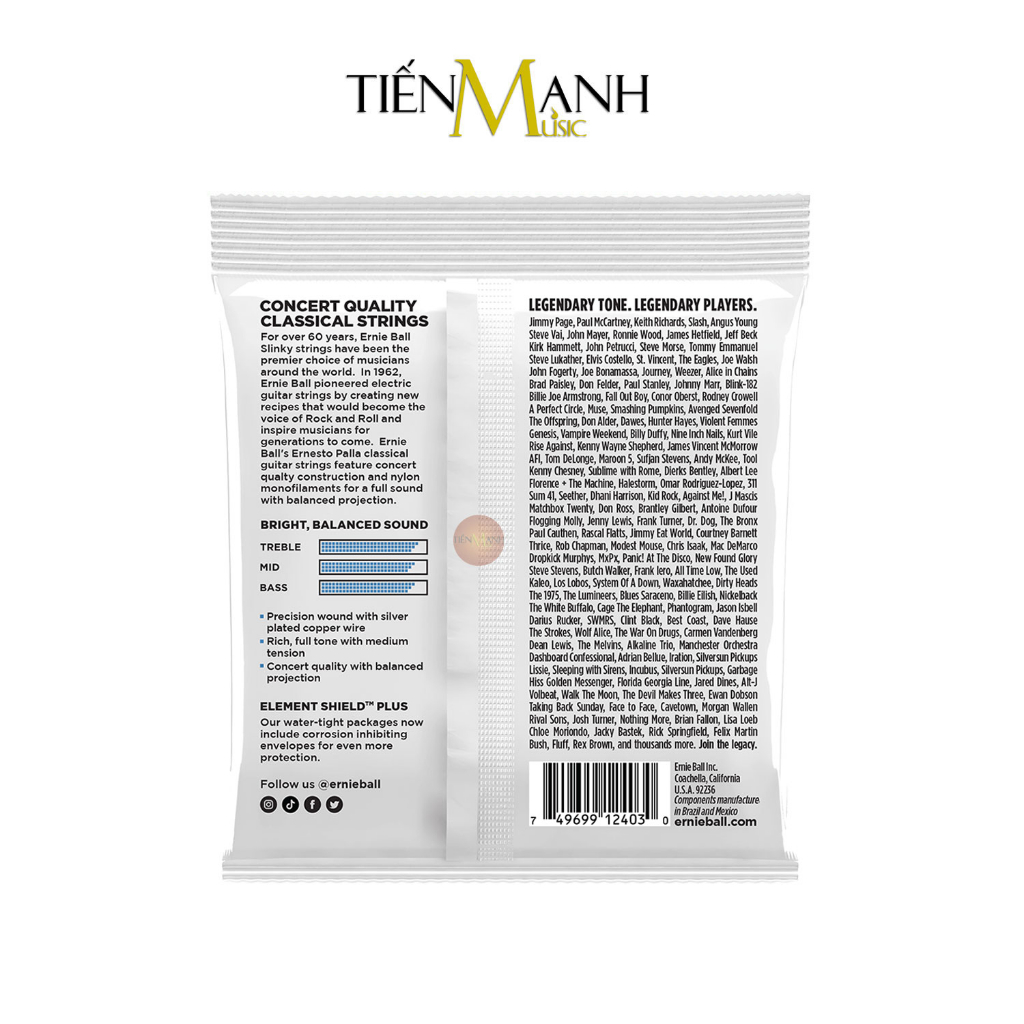 [Chính Hãng] Dây Đàn Guitar Classic Ernie Ball 2403, 2406, 2409 - (28-42) Nylon Medium Tension Strings