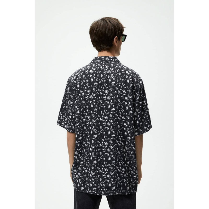 Áo sơ mi ngắn tay Zara authentic ABSTRACT PRINT size L