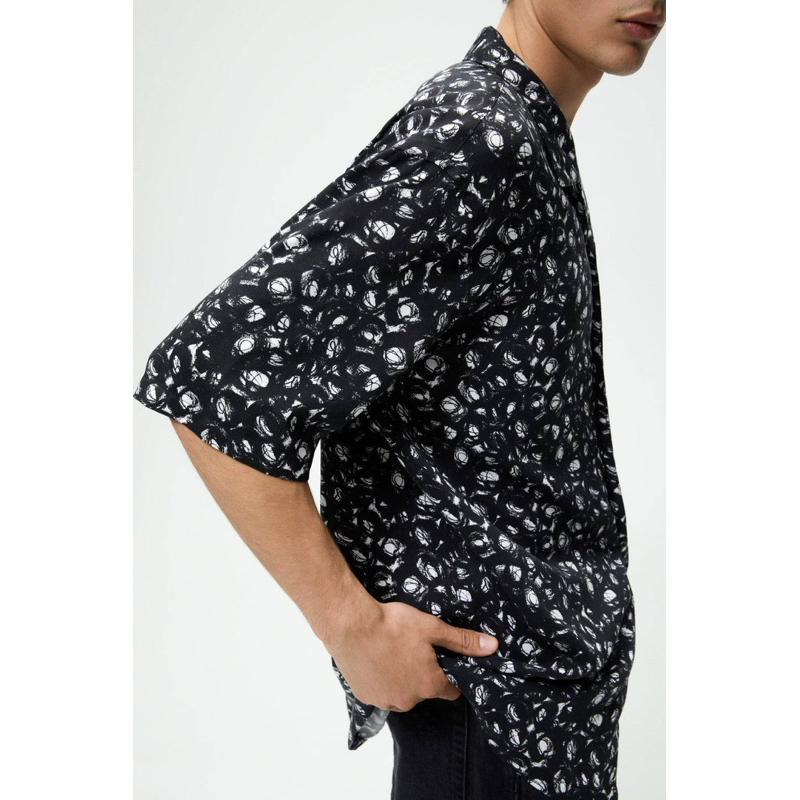 Áo sơ mi ngắn tay Zara authentic ABSTRACT PRINT size L