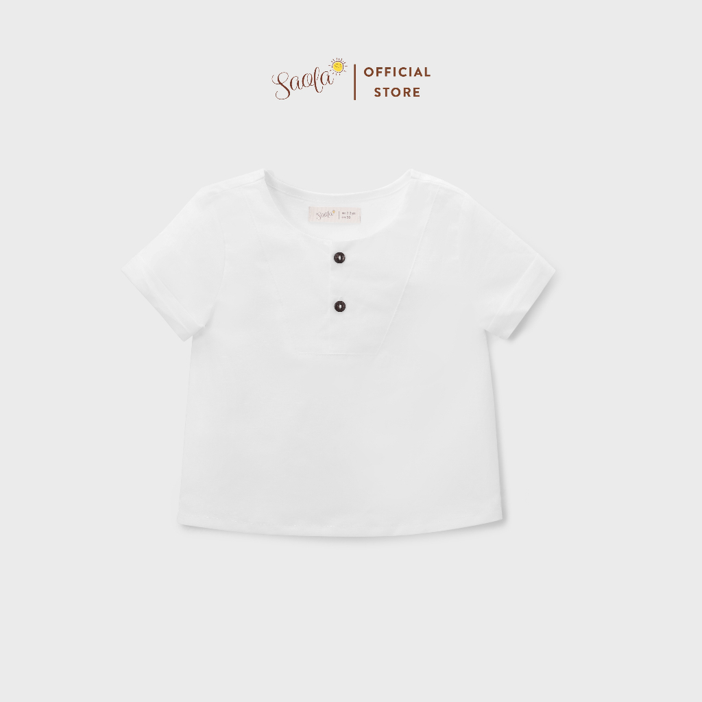 Áo Đi Học Cho Bé Trai Áo Sơ Mi Cổ Tròn Tay Ngắn Chất Linen Cho Bé Từ 9-25Kg - VENTI SHIRT - TOL006 - SAOLA KIDS CLOTHING
