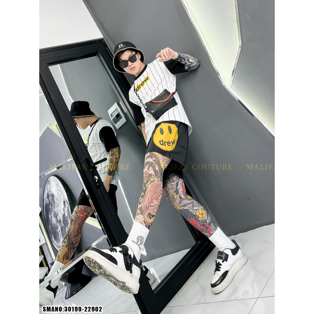 Bộ Cộc Nam Hình Mặt Cười Kẻ Sọc Siêu Đẹp - Bộ Hè Nam Hàng Cao Cấp Phong Cách Cháy Phố 2023