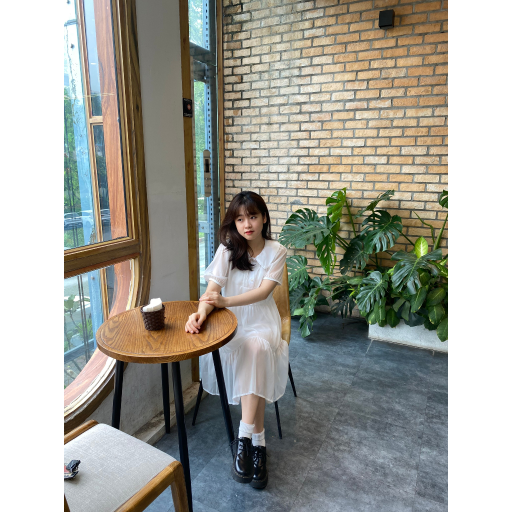 Đầm váy babydoll tay phồng, cổ tiểu thư váy giấu bụng dễ mặc có bigsize