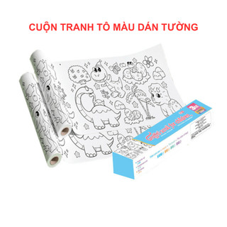 Cuộn tranh tô màu dán tường cắt dán dài 3m có keo chuyên dụng dán tường không bong tróc