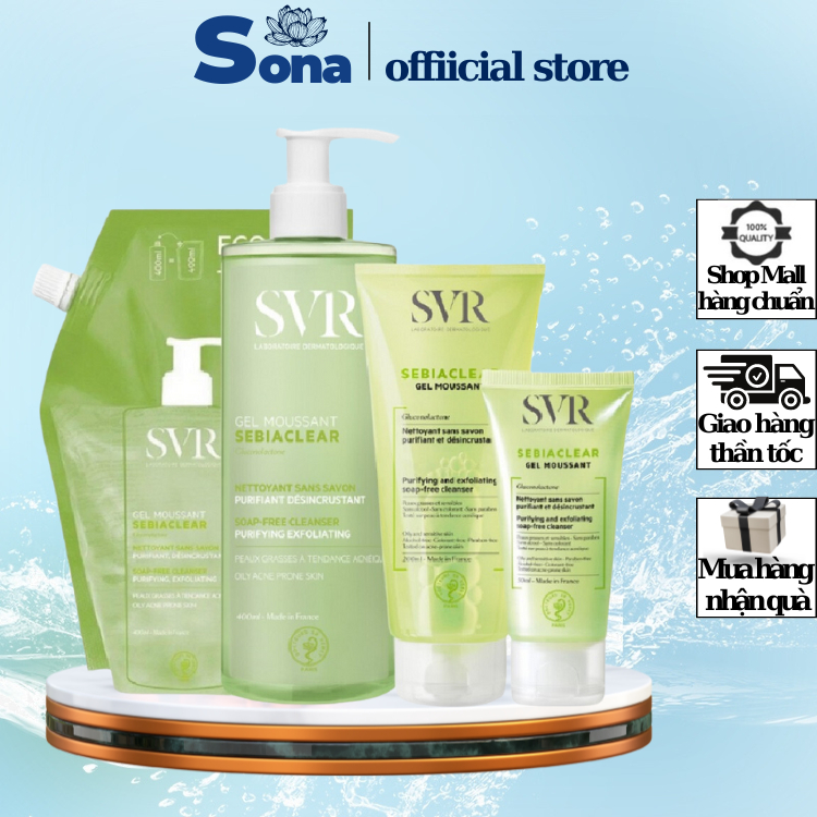 Sữa Rửa Mặt SVR Cho Da Dầu Mụn - SVR Sebiaclear Gel Moussant 55ml-200ml-400ml Loại Bỏ Tế Bào Da Chết SRM