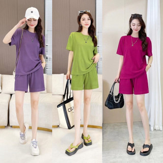 Bộ đùi nữ mặc nhà cổ tròn big size chất thun tăm mêm mát , co giãn 4 chiều
