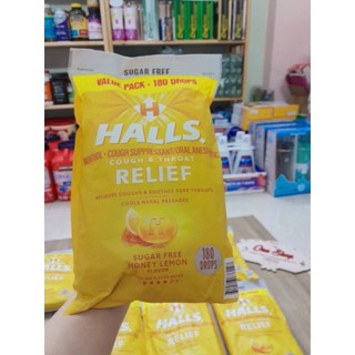 Mẫu mới - Kẹo ngậm Halls không đường vị chanh mật ong 180 viên của Mỹ