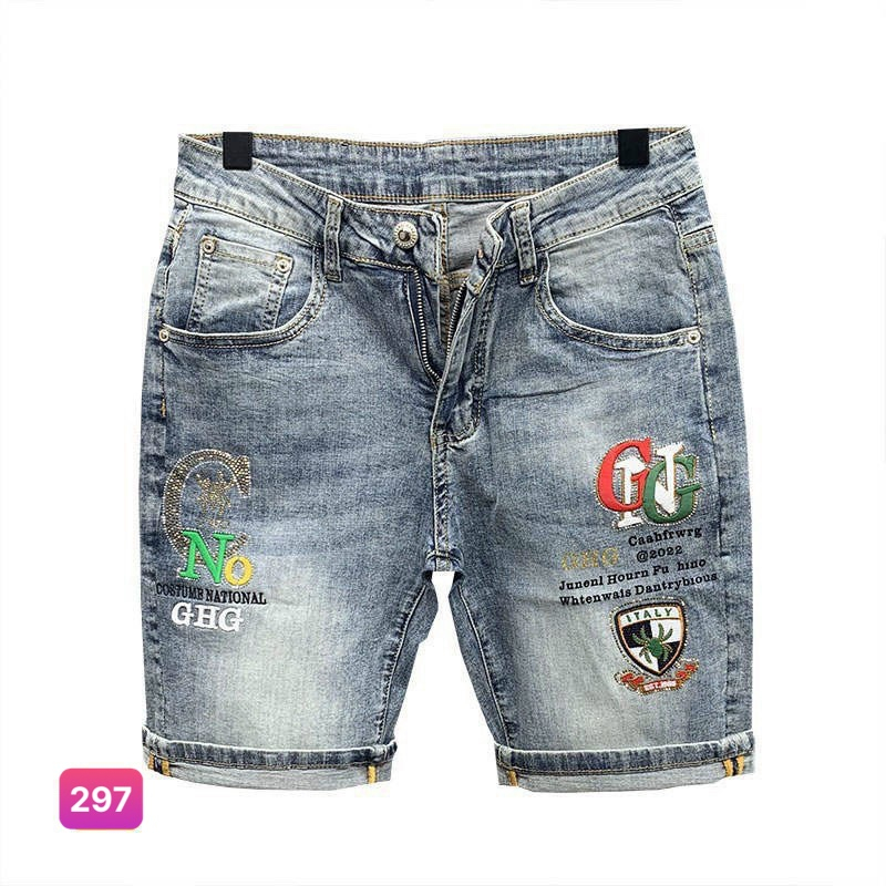 Quần Short Jean, Đùi Rin Nam Đen Rách Sơn Co Giãn 4 chiều M113