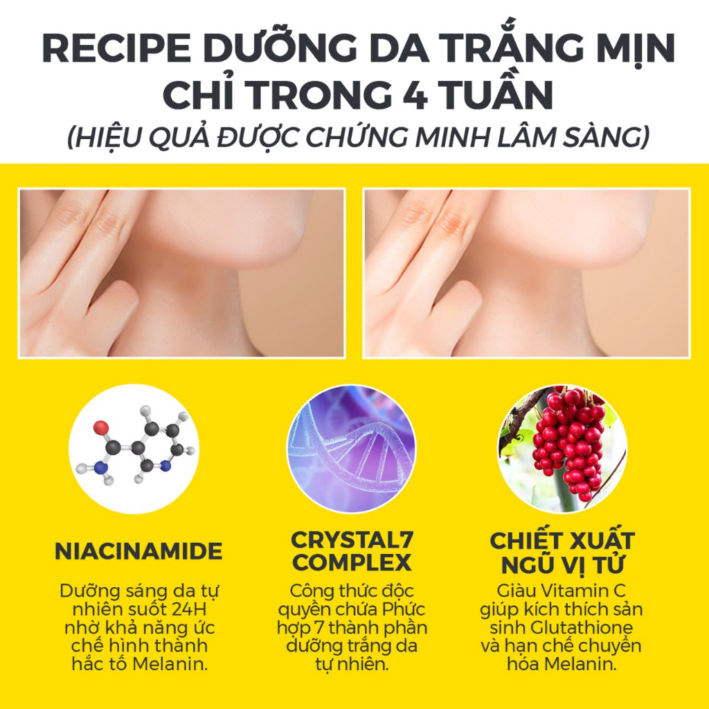 Kem Chống Nắng RECIPE Crystal Sun Cream SPF50+ PA++++ Dưỡng Trắng Nâng Tông Chống Nước 50ml