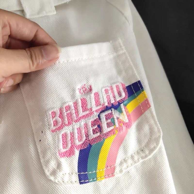 QUẦN JEAN TÚI HỘP LOANG MÀU HỒNG TRẮNG CÁ TÍNH