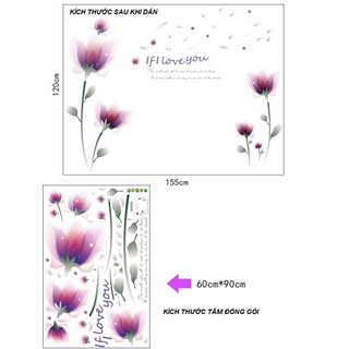 Decal dán tường hoa pha lê tím 3
