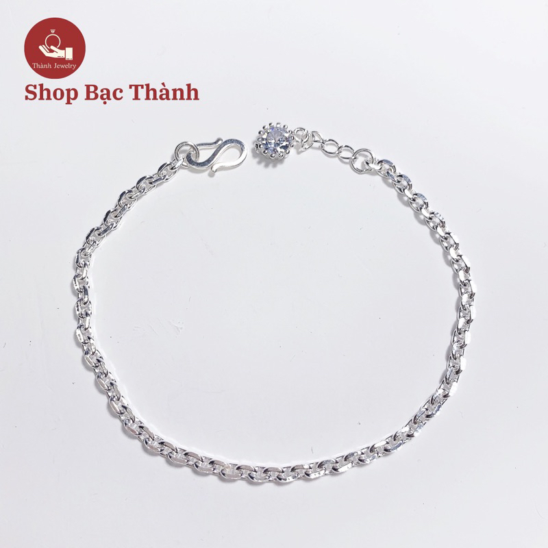 Lắc tay nữ Bạc Ta dáng hạt xích vuông dày dặn trẻ trung cá tính(Ảnh Thật , Có Bảo Hành Làm Sáng )
